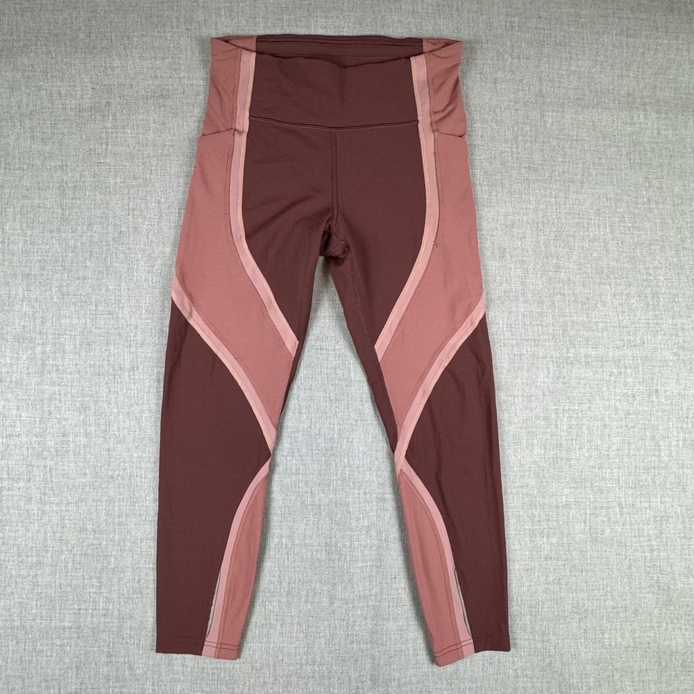 Lululemon Wild Twist 7/8 Tight 24"‎ Womens 8 Red/Brown Colorblock Ankle Leggings